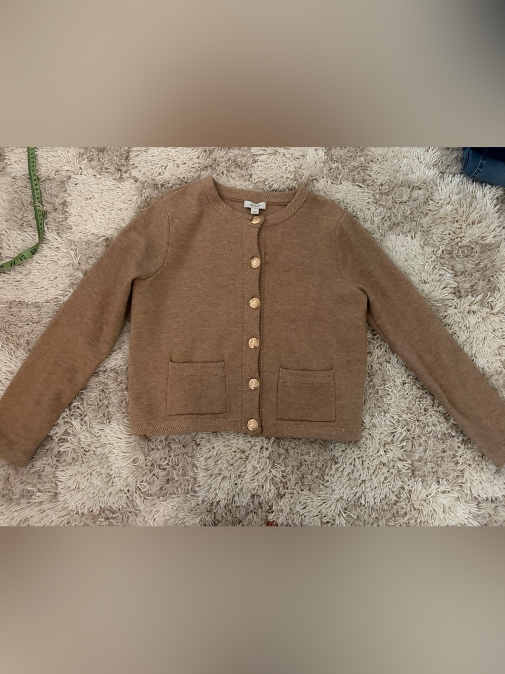 Women’s Size S Tan Knit Button-Front Cardigan